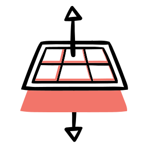 Icon of solar panel pulled up from base.