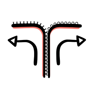 Icon of velcro pealed at a 90-degree angle .