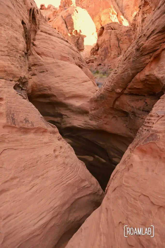 Peak into the Mouse Tank natural reservoir in Nevada's Valley of Fire State Park