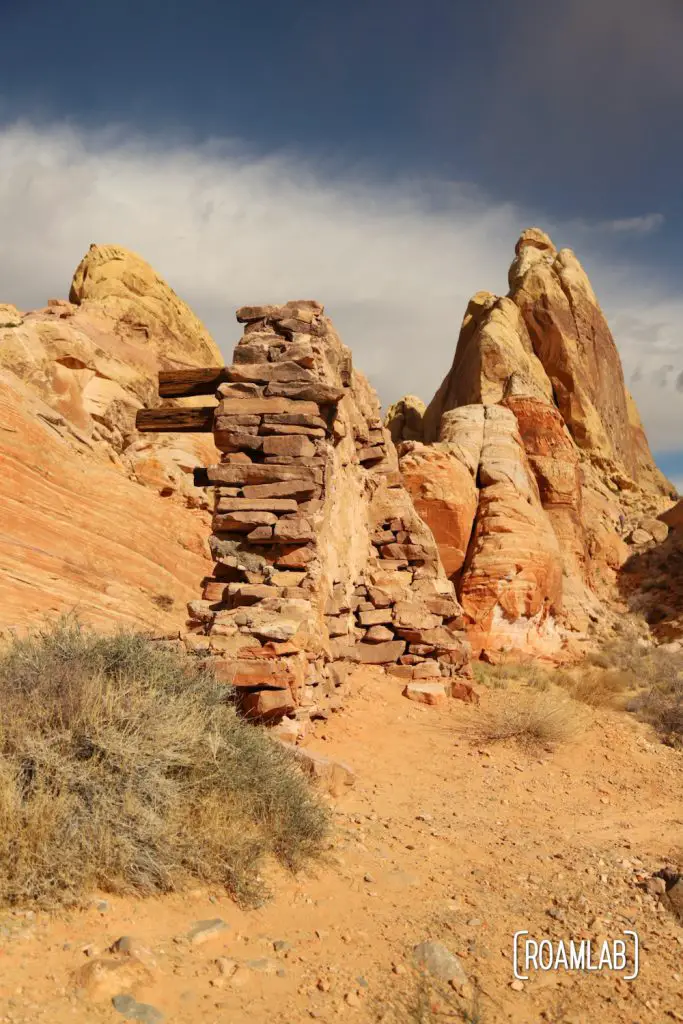 Rough rubble remains of a set from The Professionals in White Domes Trail in Nevada's Valley of Fire State Park.