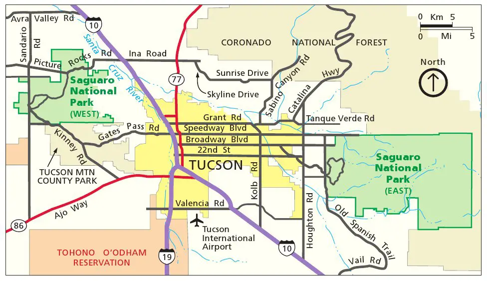 Overview map of Saguaro National Park