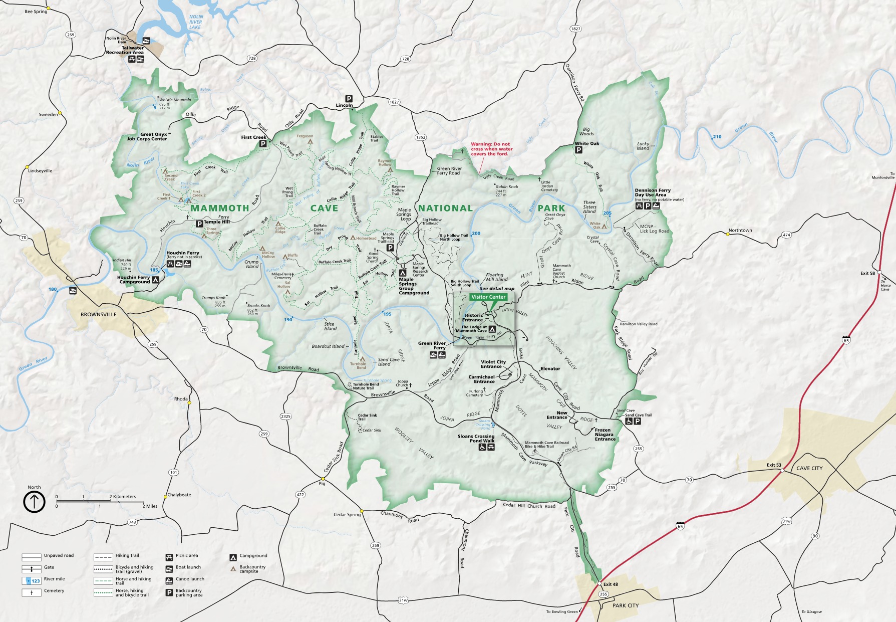 Map of Mammoth Caves National Park