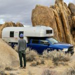1970 Avion C11 truck camper overlanding in the Alabama Hills of California's Eastern Sierras.