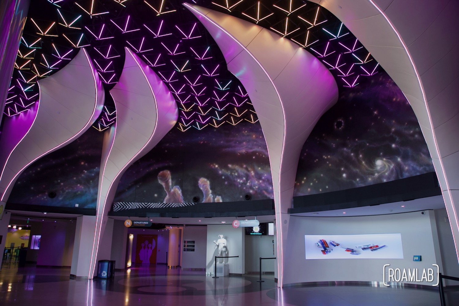 Expansive domed entry to the Denver QDOT Terminal, Meow Wolf's Convergence Station.