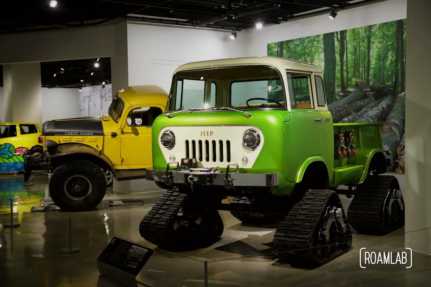 Bright green 1958 Jeep FC-170 Conversion - Petersen Automotive Museum on display at thePetersen Automotive Museum