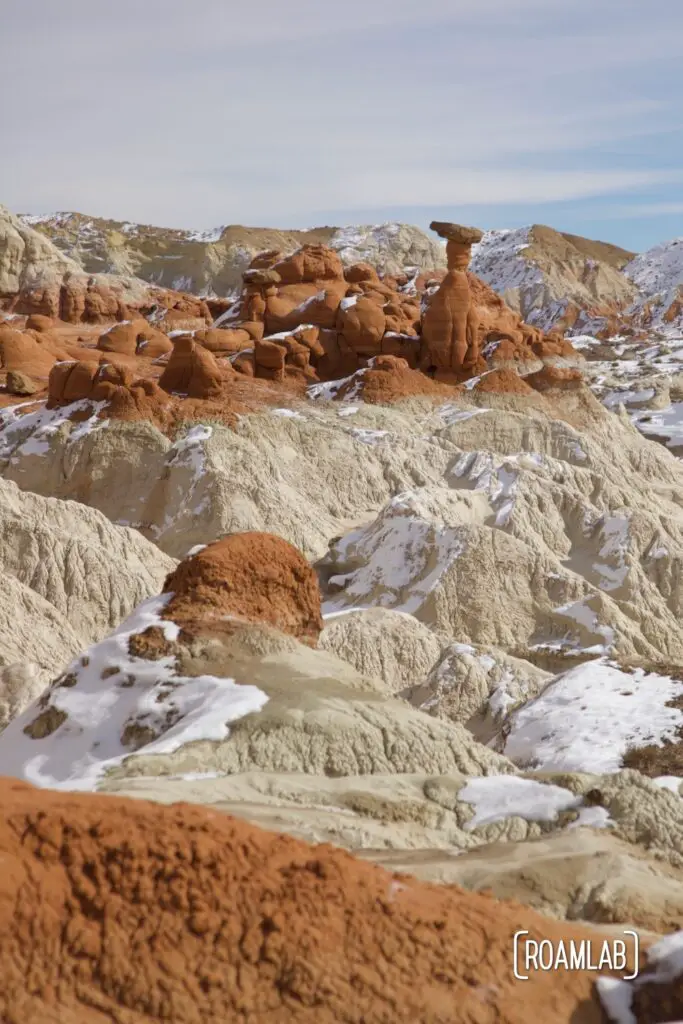 Overlook of the northern canyon rim and colorful rock formations along Toadstool Hoodoo Trail.