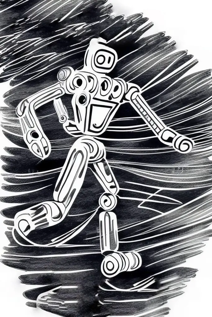 a humanoid robot running a race.