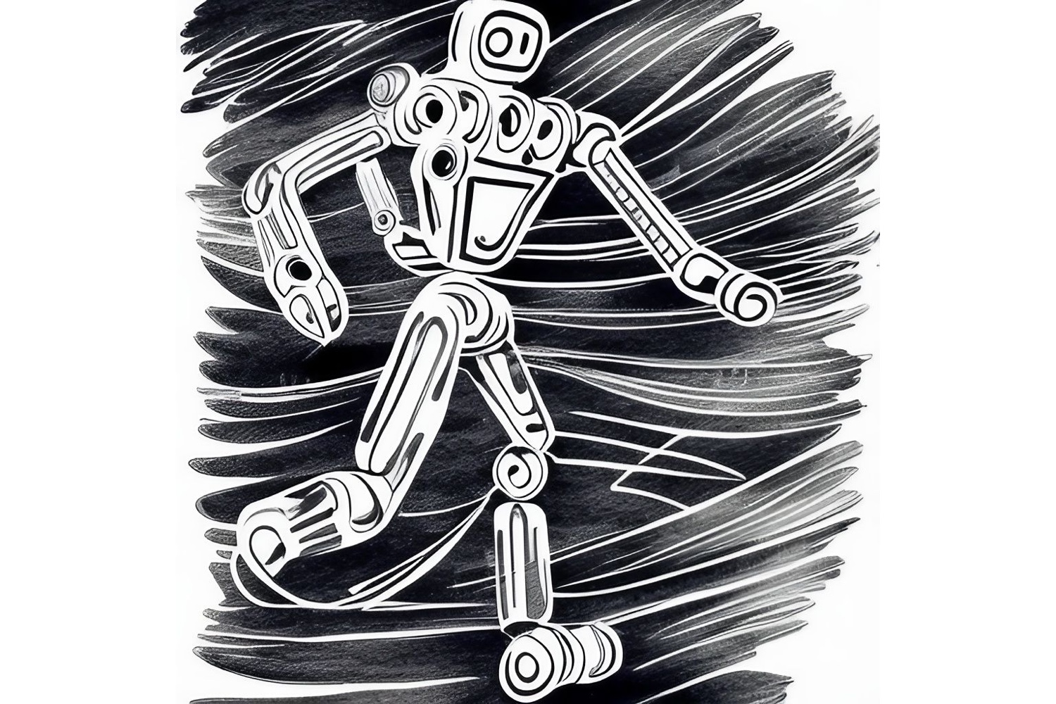 A humanoid robot running a race.
