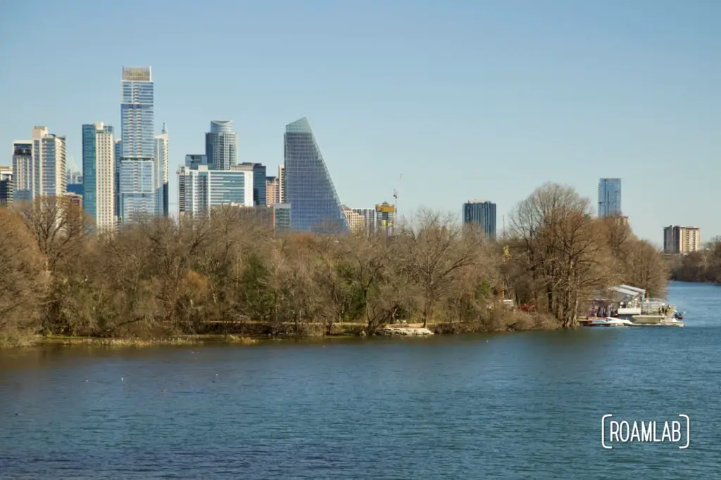 View of downtown Austin, Texas from Roberta Crenshaw Bridge.