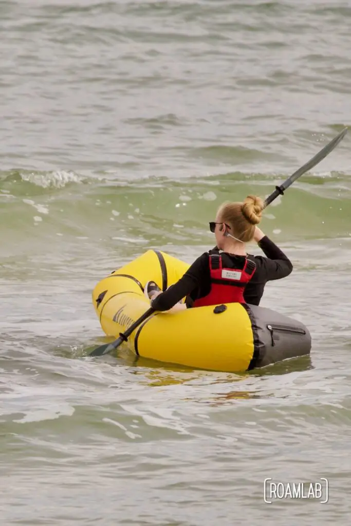 Woman paddling out on the Gulf of Mexico off Padre Island National Seashore.