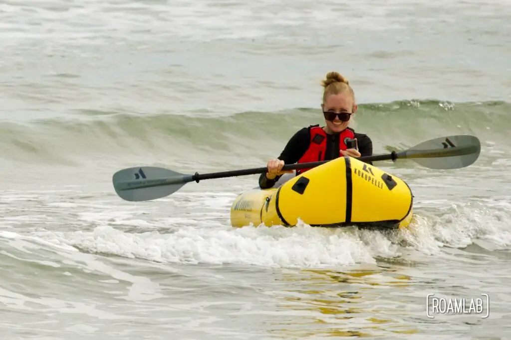 Woman paddling out on the Gulf of Mexico off Padre Island National Seashore.