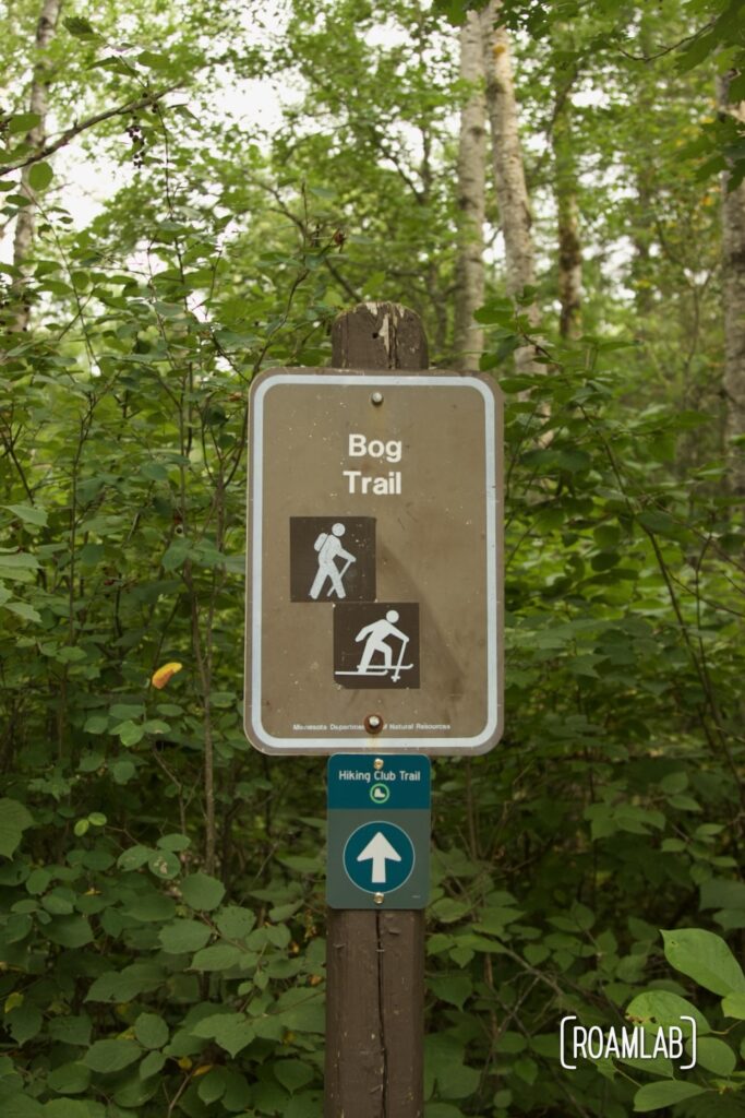 Sign post for Bog Walk Trail.