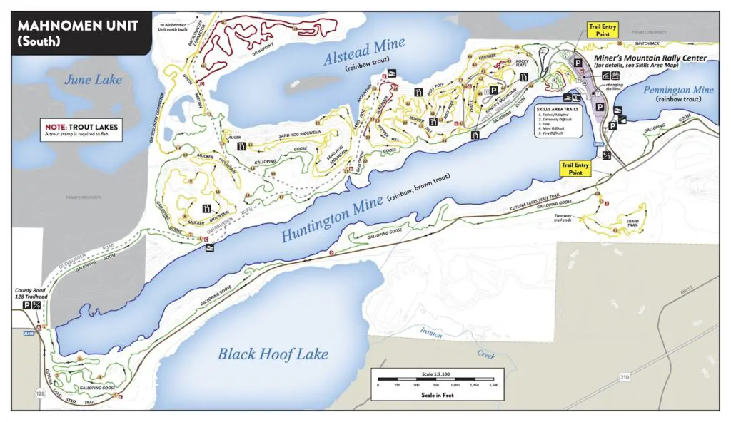 Map of the Mahnomen Unit of Cuyuna Country State Recreation Area.