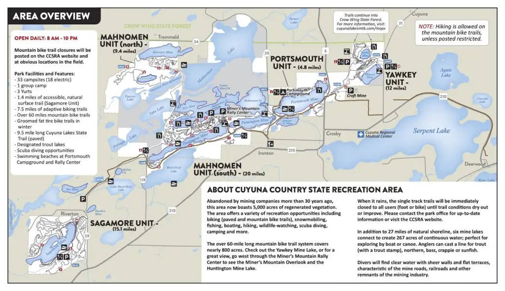 Map of Cuyuna Country Map courtesy of the Minnesota Department of Natural Resources.