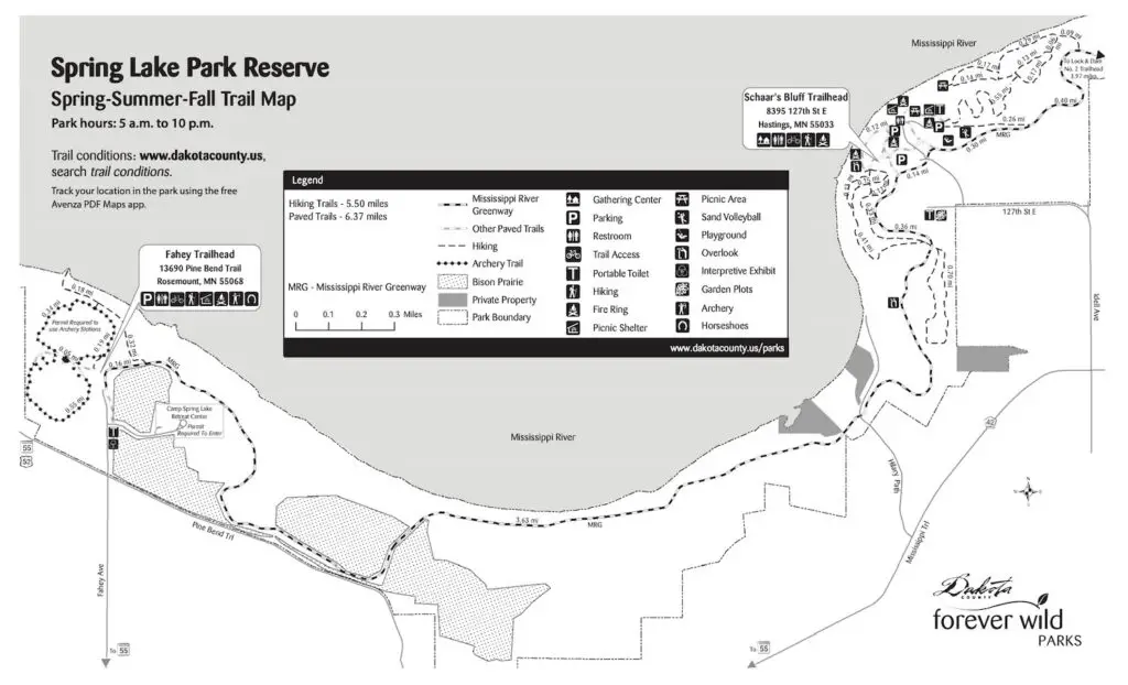 Recreation map of Spring Lake Park