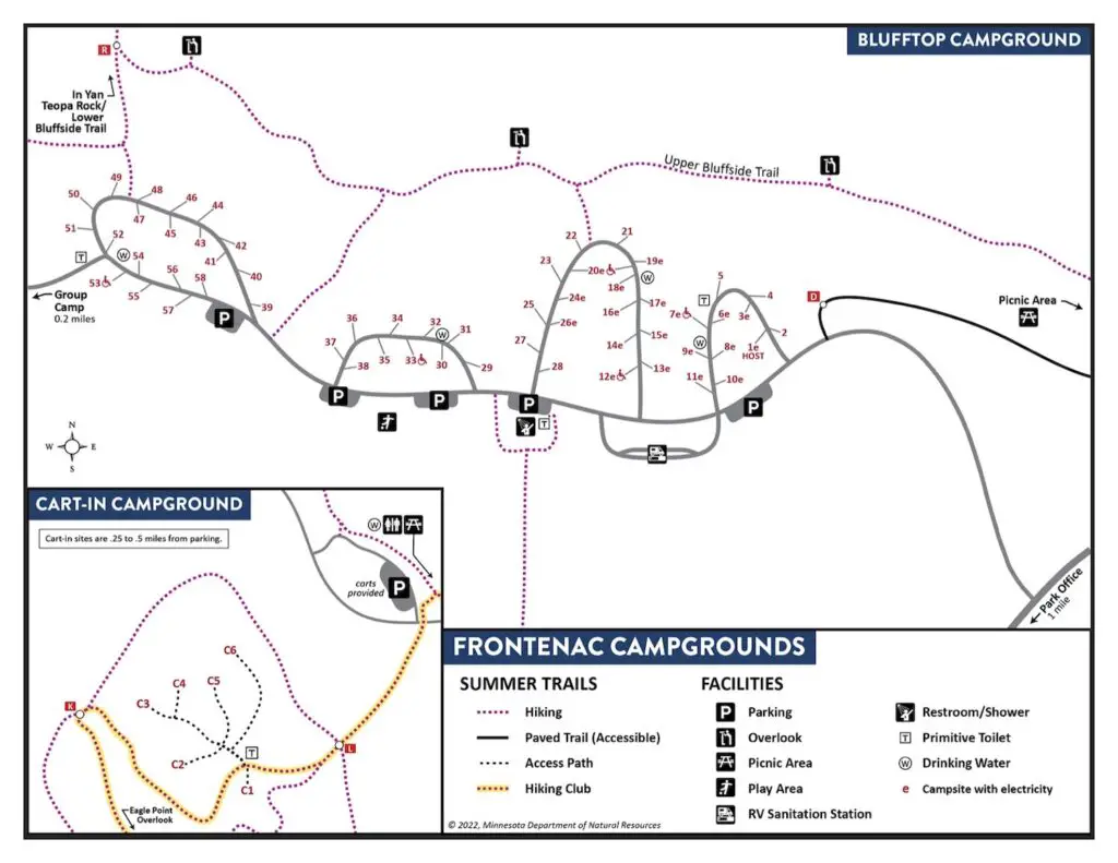 Map of the Frontenac State Park Campground