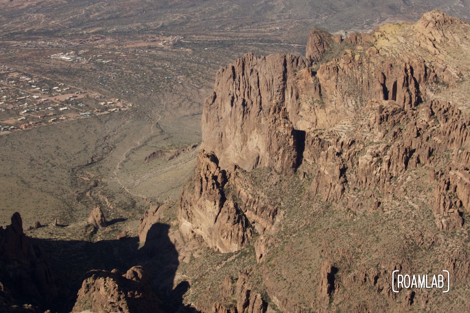 Desert vista as seen from the Flat Iron peak in the Superstition Mountain.