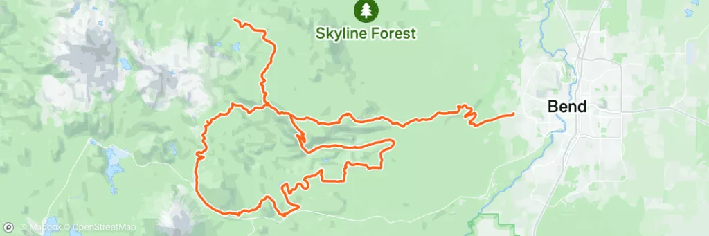 Map of the first 63.5 miles on the Oregon Cascades 100 course.